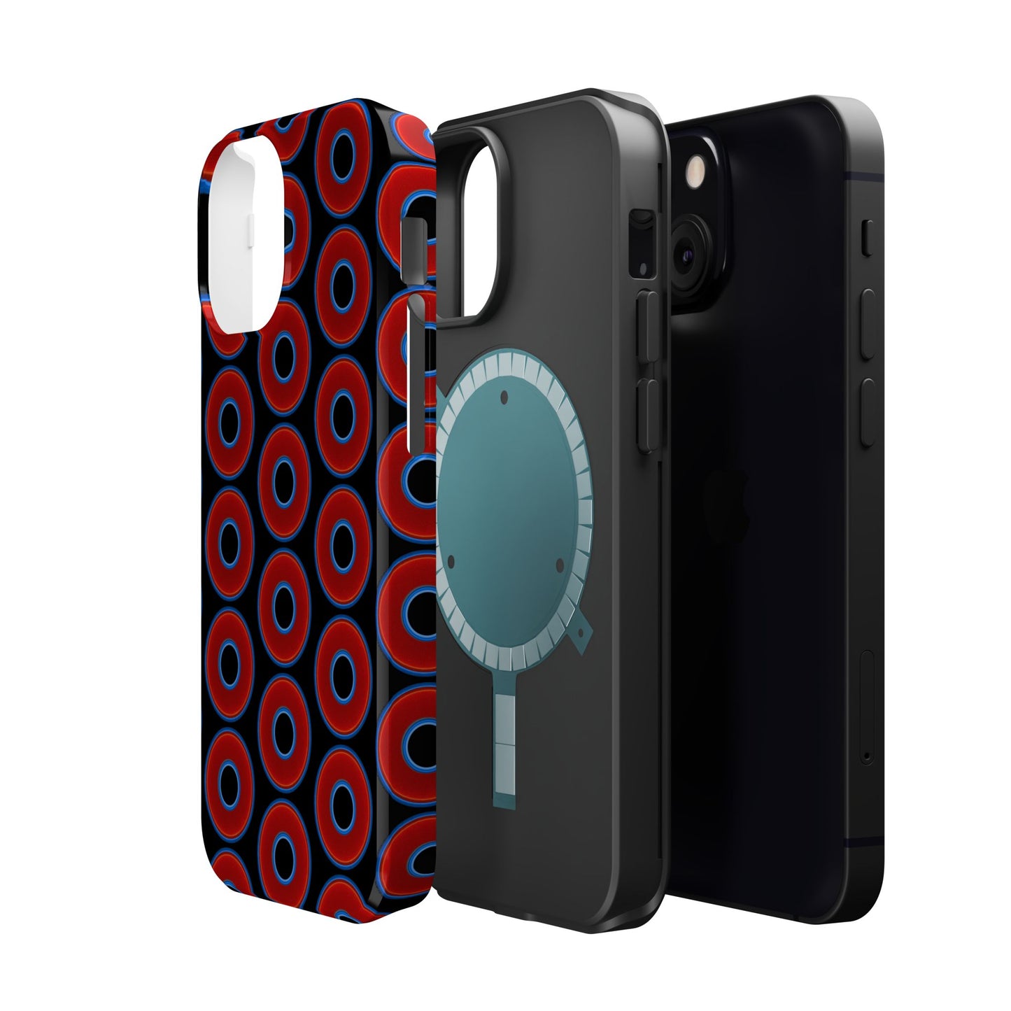 Magnetic Tough Donut Case - red vivid donut print w/black background