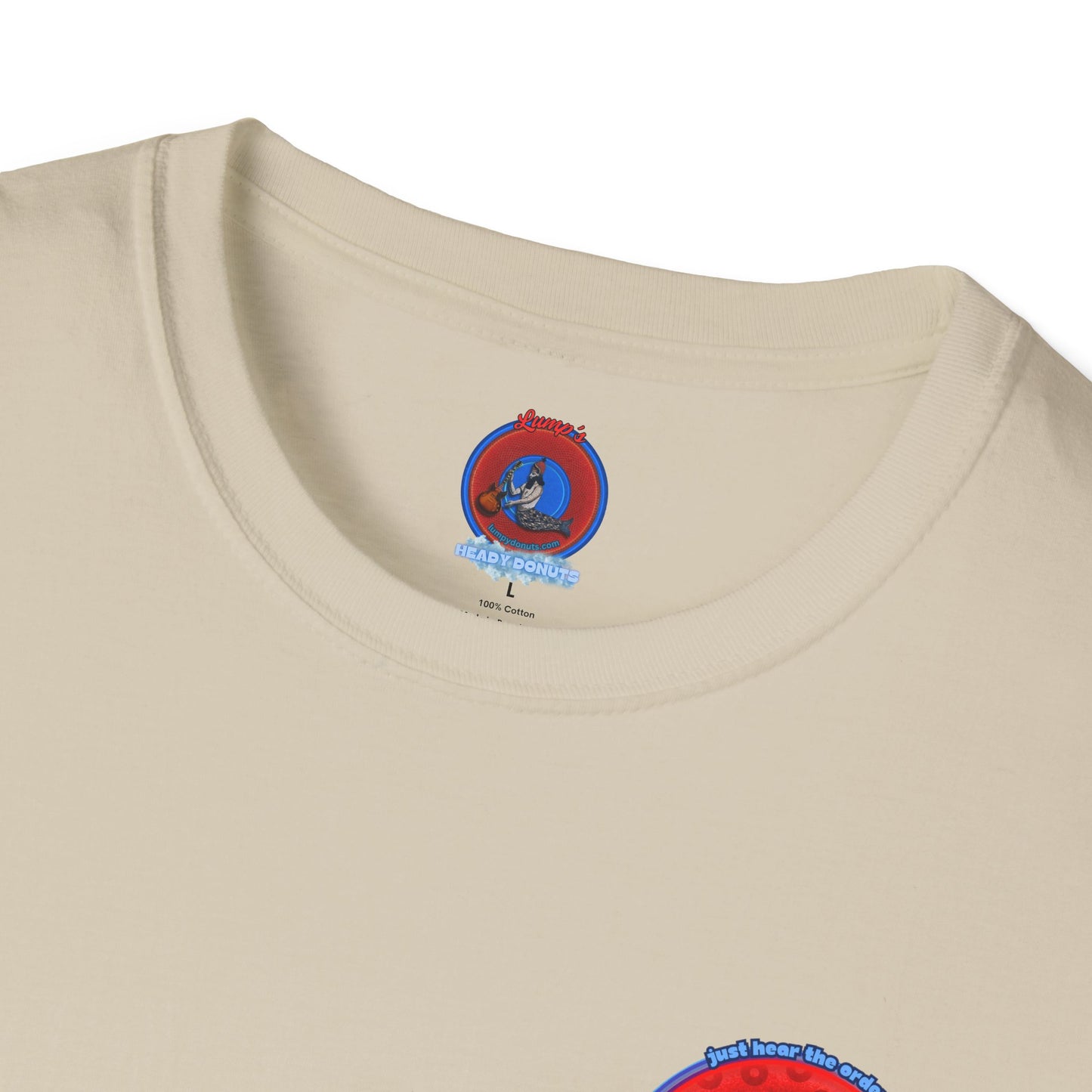 Classic Donut Tee - Unisex Soft-Style - "The Skipper's Donut" - red/blue paradoxical widemouthed donut