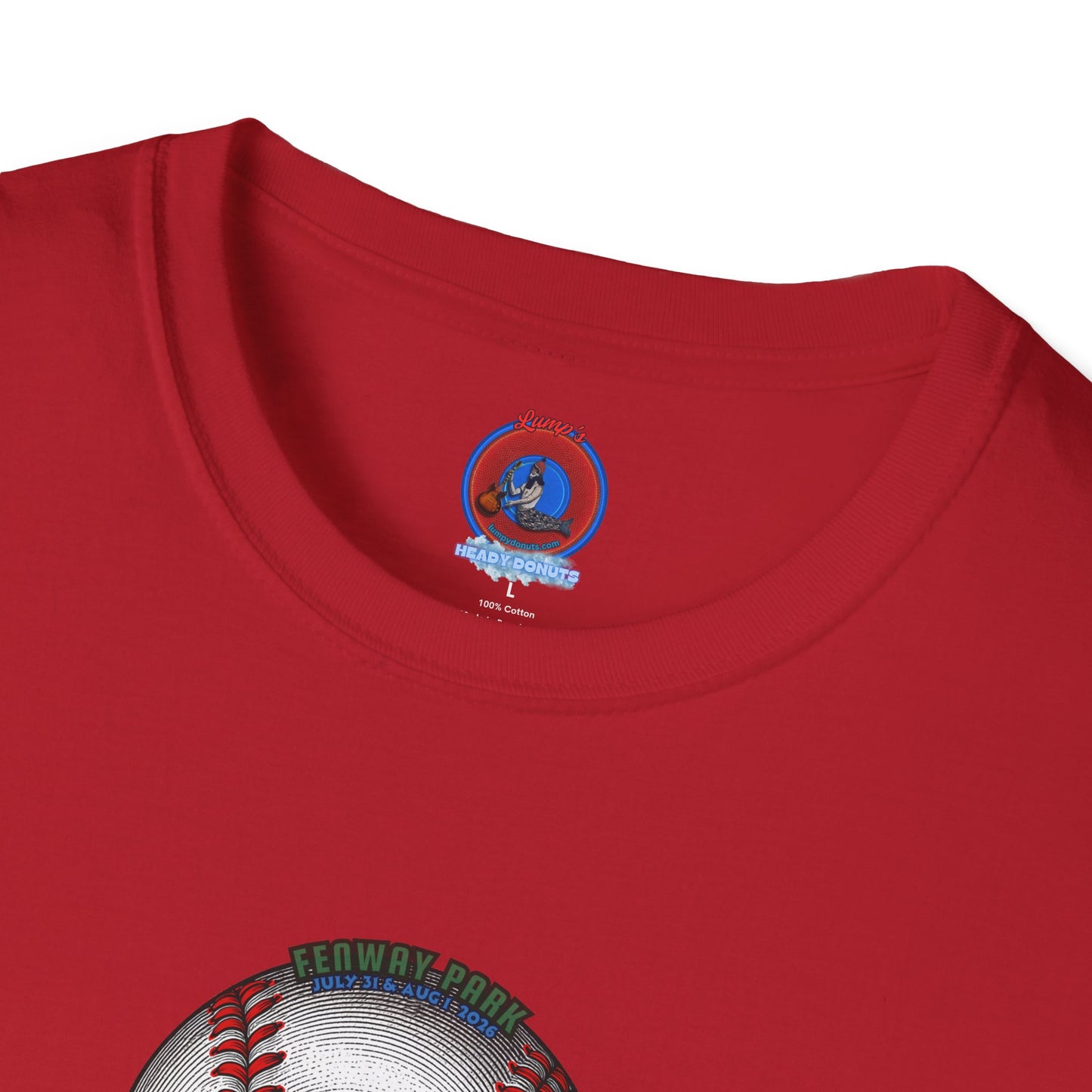 Classic Donut Tee - Unisex Soft-Style - "Phenway Ballpark Donuts" - white/red major league donut - variant 6