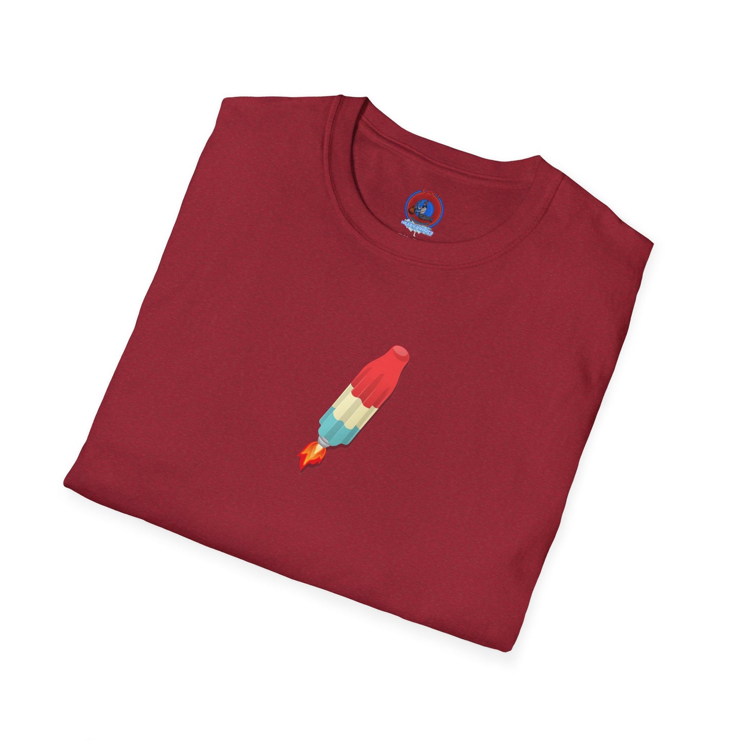Classic Donut Tee - Unisex Soft-Style - "Blow this Popsicle Stand" - red/blue/cream - bomb pop