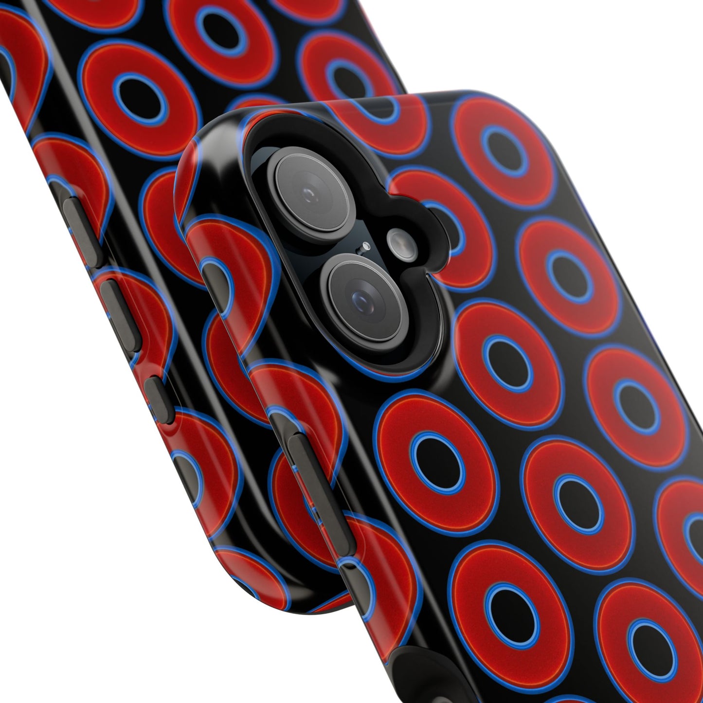 Magnetic Tough Donut Case - red vivid donut print w/black background