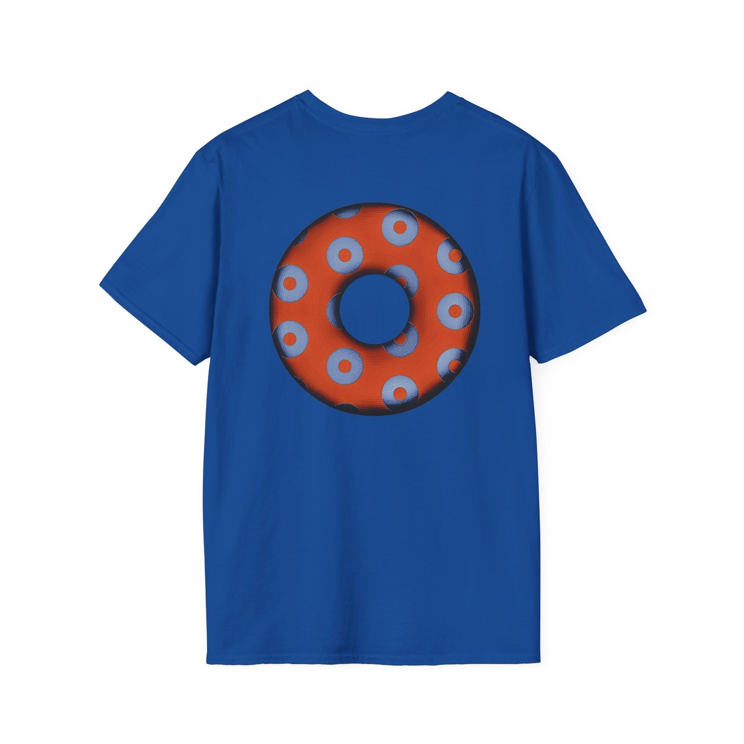 Plain Donuts/Unisex Soft-Style - "Plain Blimpy Paradoxical Donuts" - light blue/orange donuts