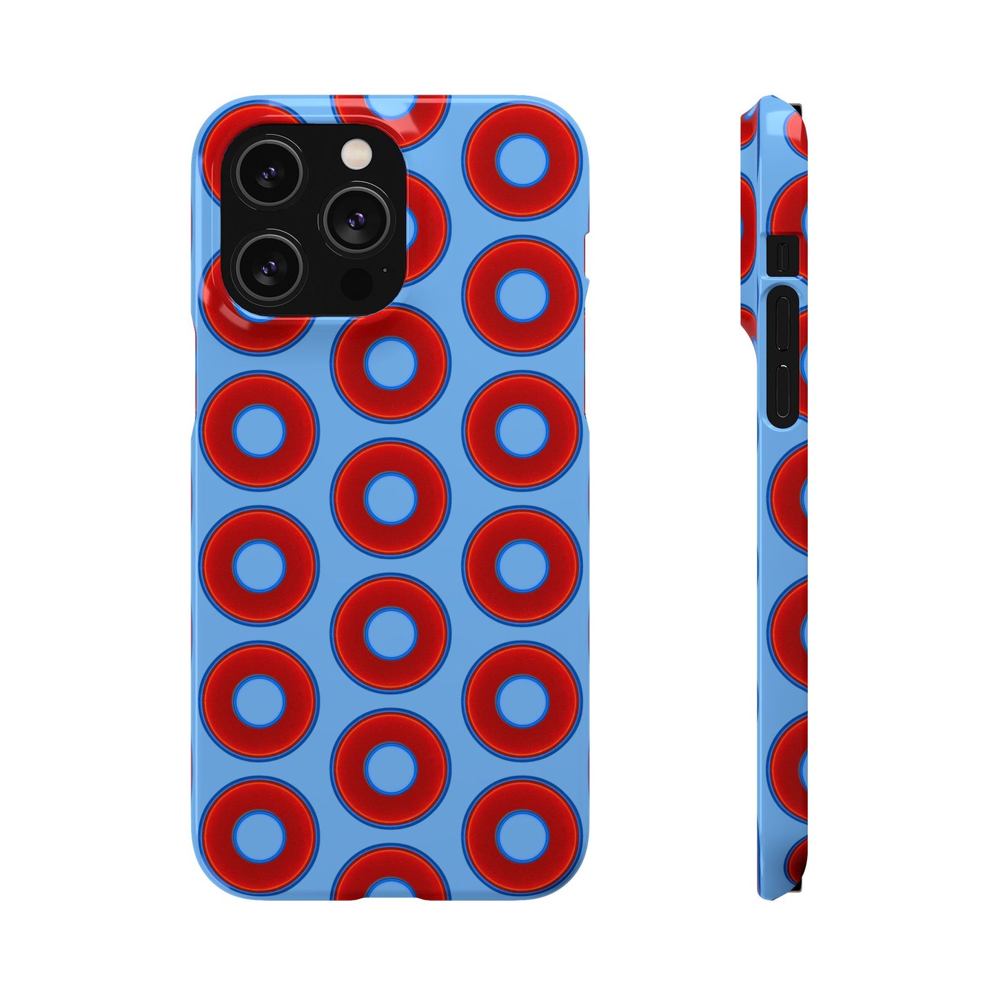 Lumpy Donut Snap Case - red vivid donut print w/light blue background