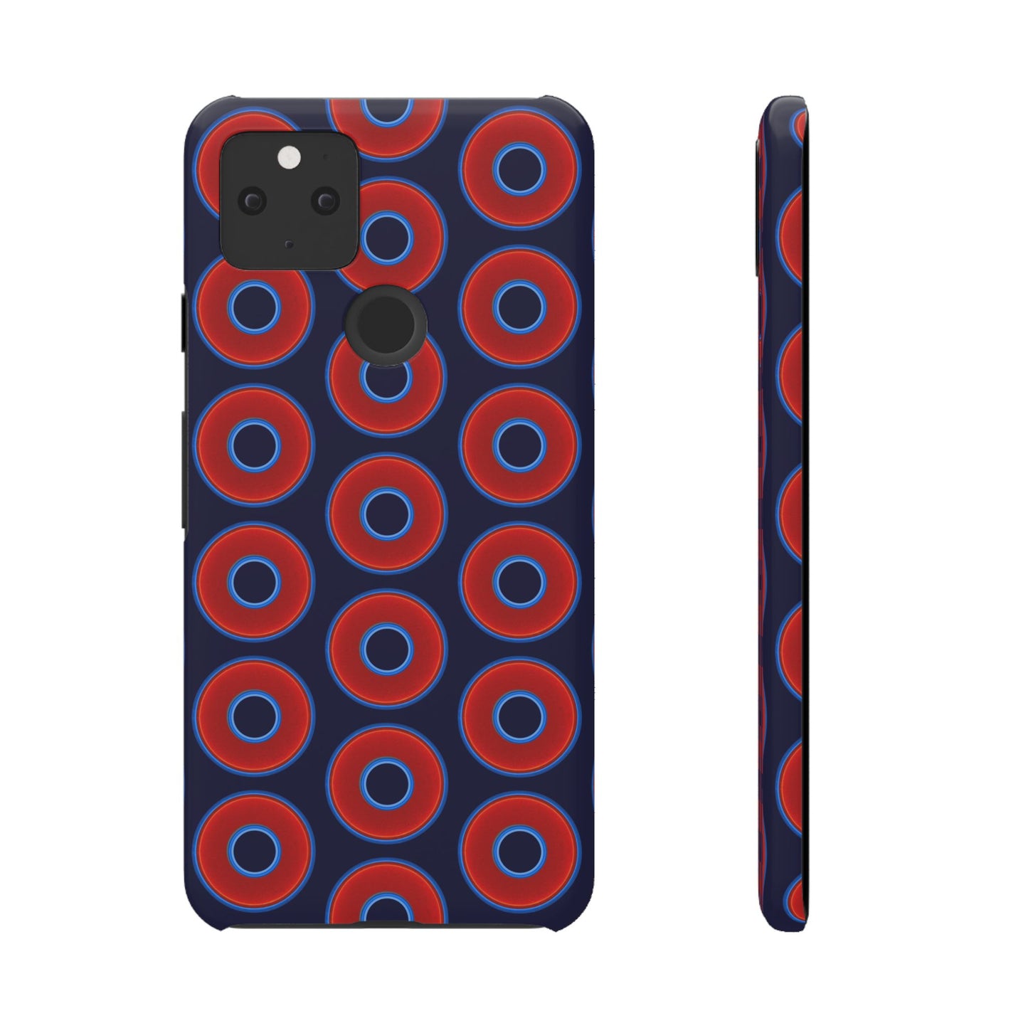 Lumpy Donut Snap Case - red vivid donut print w/midnight blue background