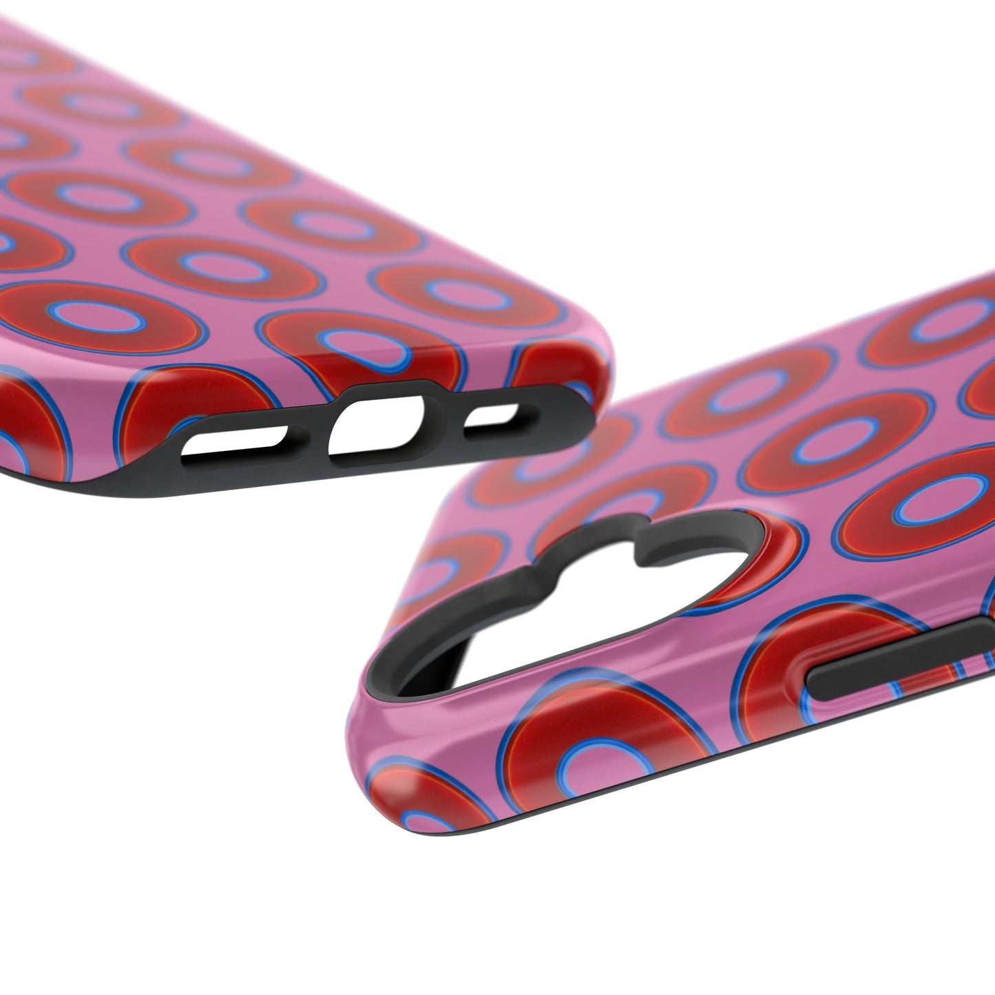 Impact-Resistant Lumpy Donut Case - red vivid donut print w/pink background