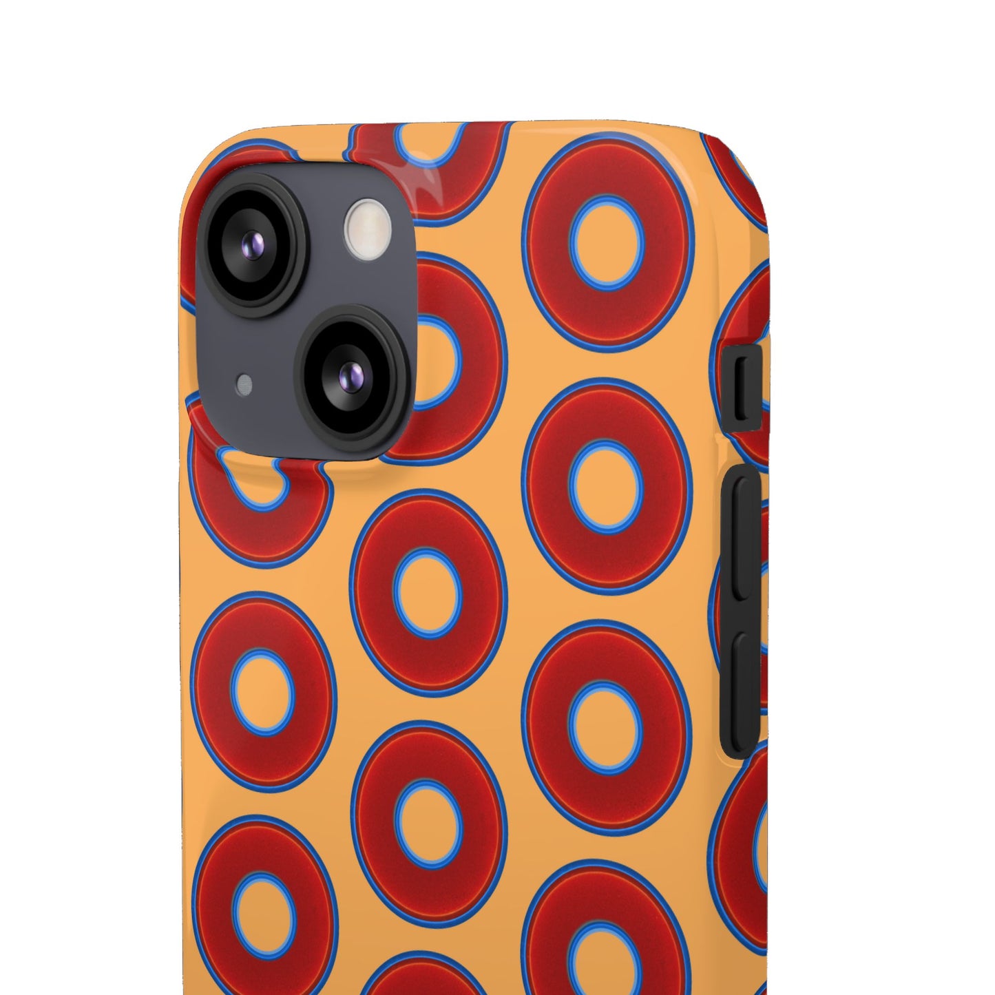 Lumpy Donut Snap Case - red vivid donut print w/creamcicle orange background