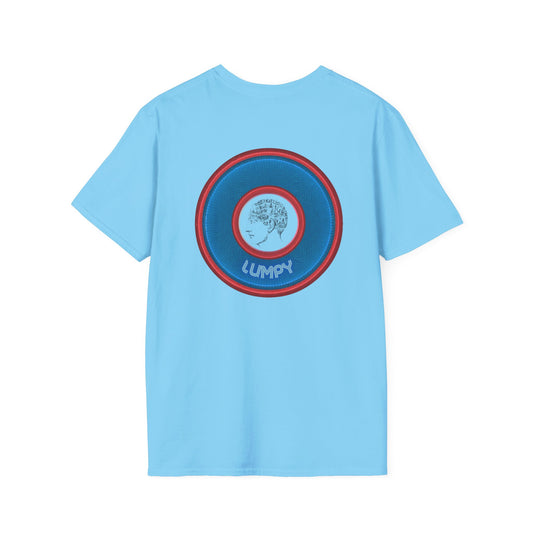 Classic Donut Tee - Unisex Soft-Style - "The Lumpy Donut" - variant 2 - blue/red donut