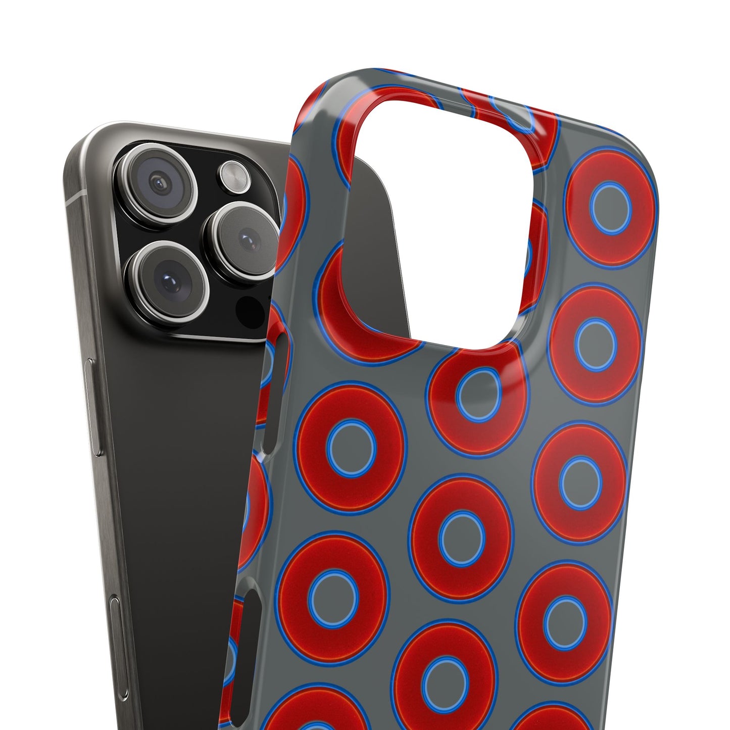 Lumpy Donut Snap Case - red vivid donut print w/dark gray background