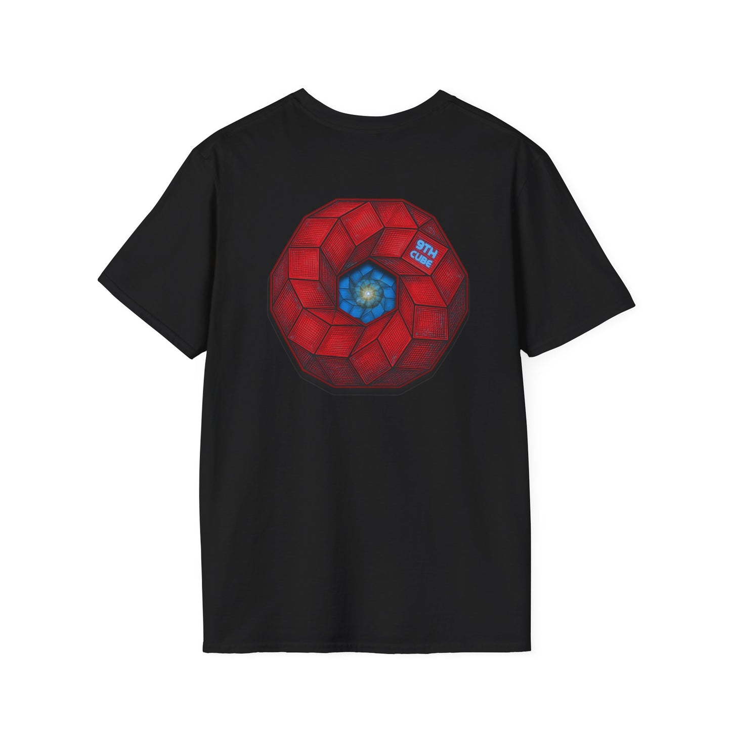 Classic Donut Tee - Unisex Soft-Style - "The 9th Donut" - rustic red/blue cubed donut - variant 2