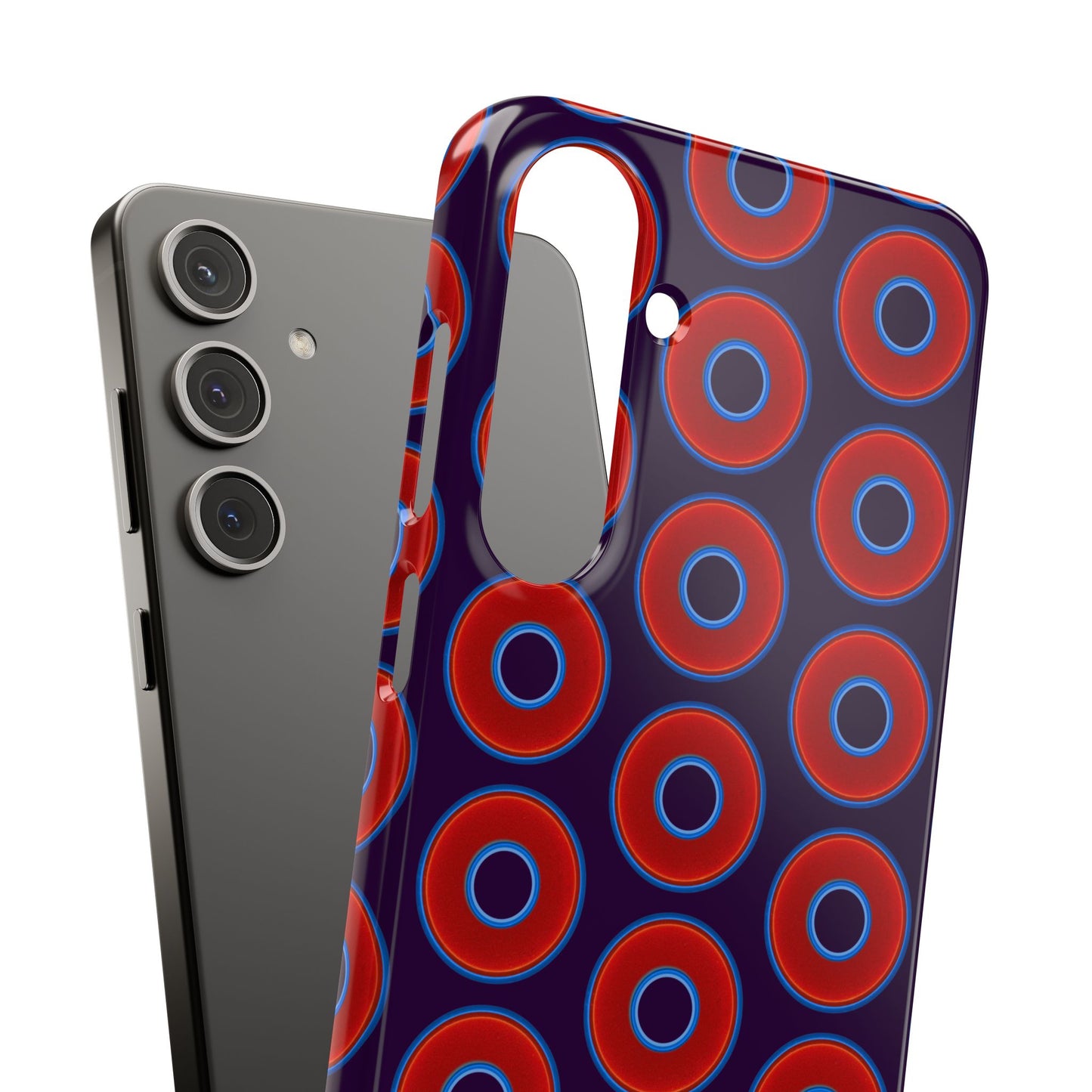 Lumpy Donut Snap Case - red vivid donut print w/midnight purple background