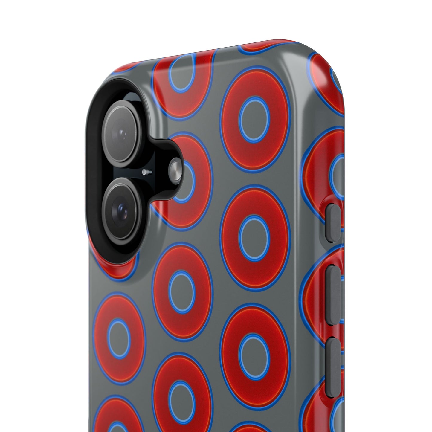 Impact-Resistant Lumpy Donut Case - red vivid donut print w/dark gray background
