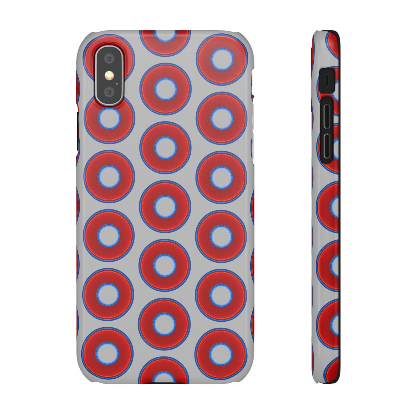 Lumpy Donut Snap Case - red vivid donut print w/light gray background