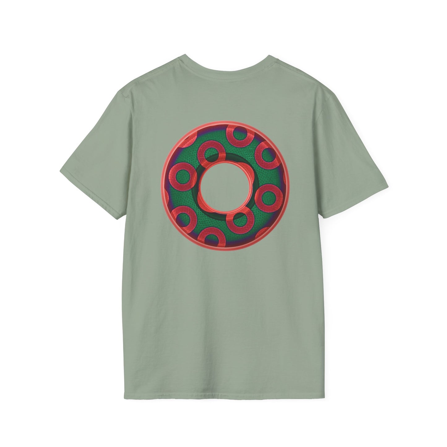 Plain Donuts/Unisex Soft-Style - "Plain Rustic Paradoxical Donuts" - green/red donuts