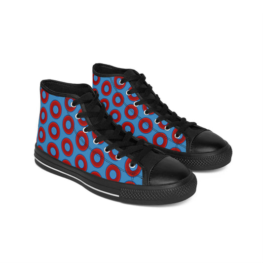 Cushiony Convectors - High Tops - red vivid donuts w/light steel blue background