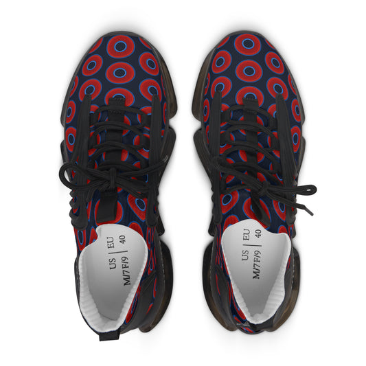 Women's Donut Kicks - red vivid donut print w/dark teal elite blue background