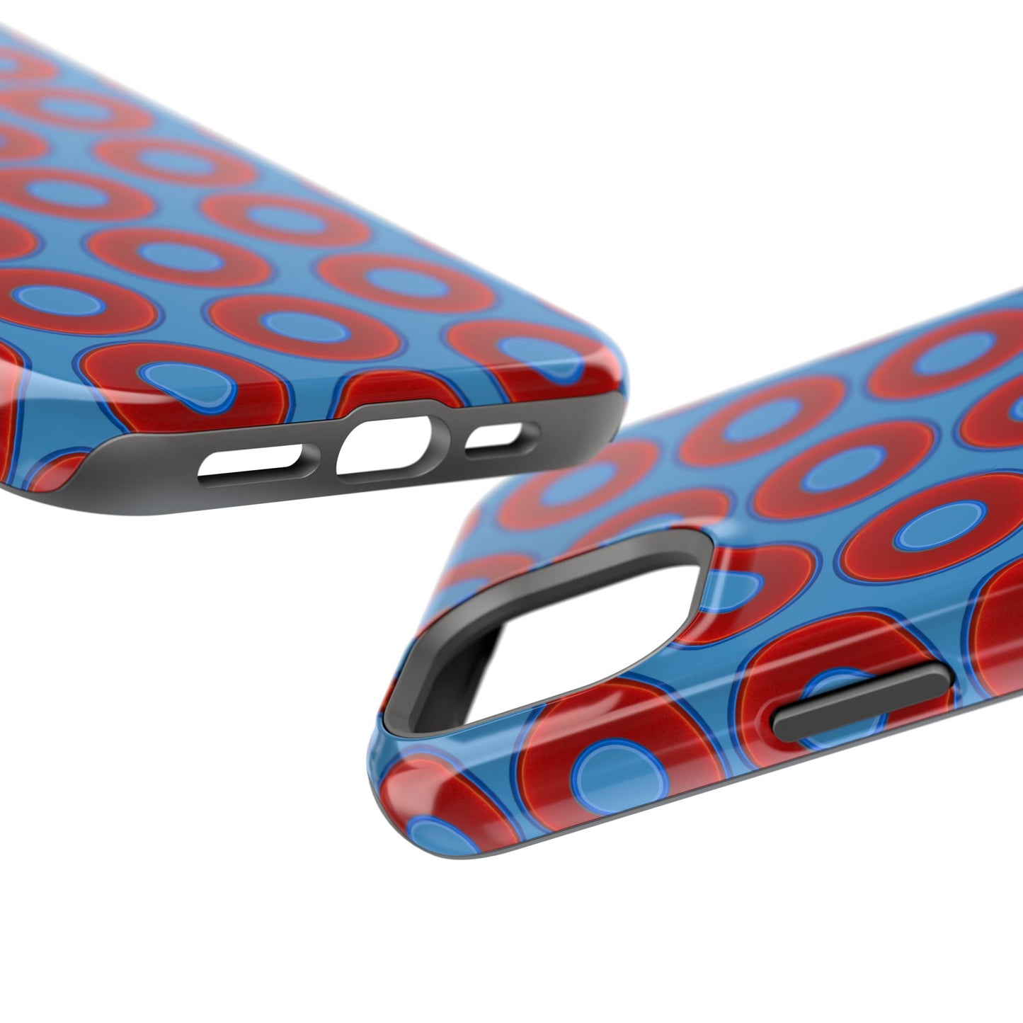 Magnetic Tough Donut Case - red vivid donut print w/light steel blue background