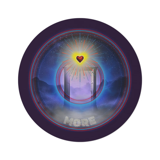 Round Room - 5 ft x 5 ft Lumpy Donut Rug - "The More Charitable Donut Rug" - vivid blue/red pic donut w/midnight purple background [*Charitable Donut]