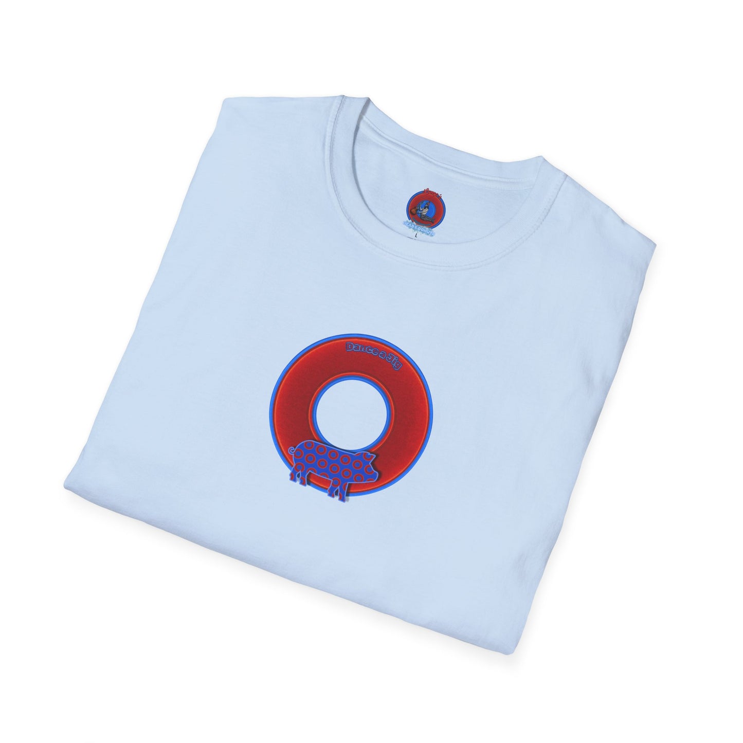 Classic Donut Tee - Unisex Soft-Style - "Guyute's Ugly Donut" - vivid red/blue donut - variant 1