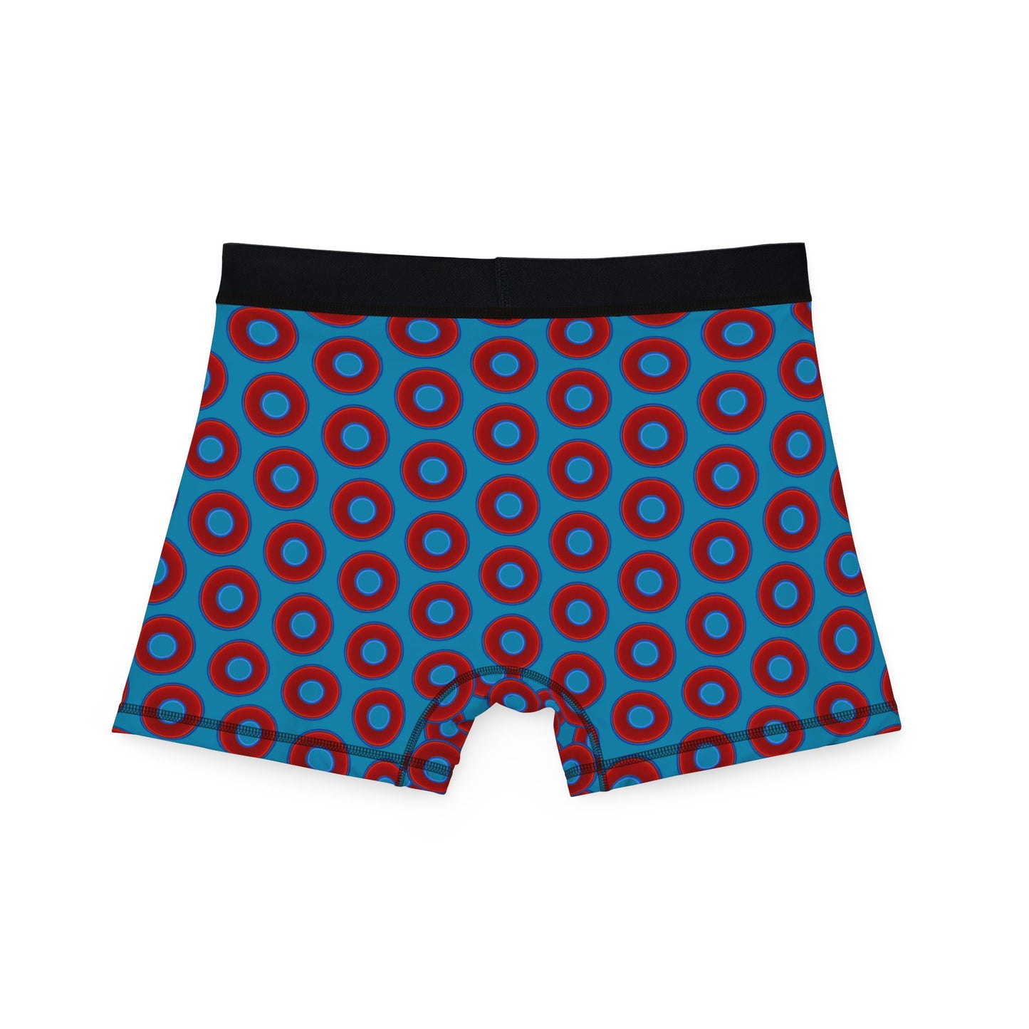 Men's Donut Boxers - red vivid donuts w/aquamarine blue background