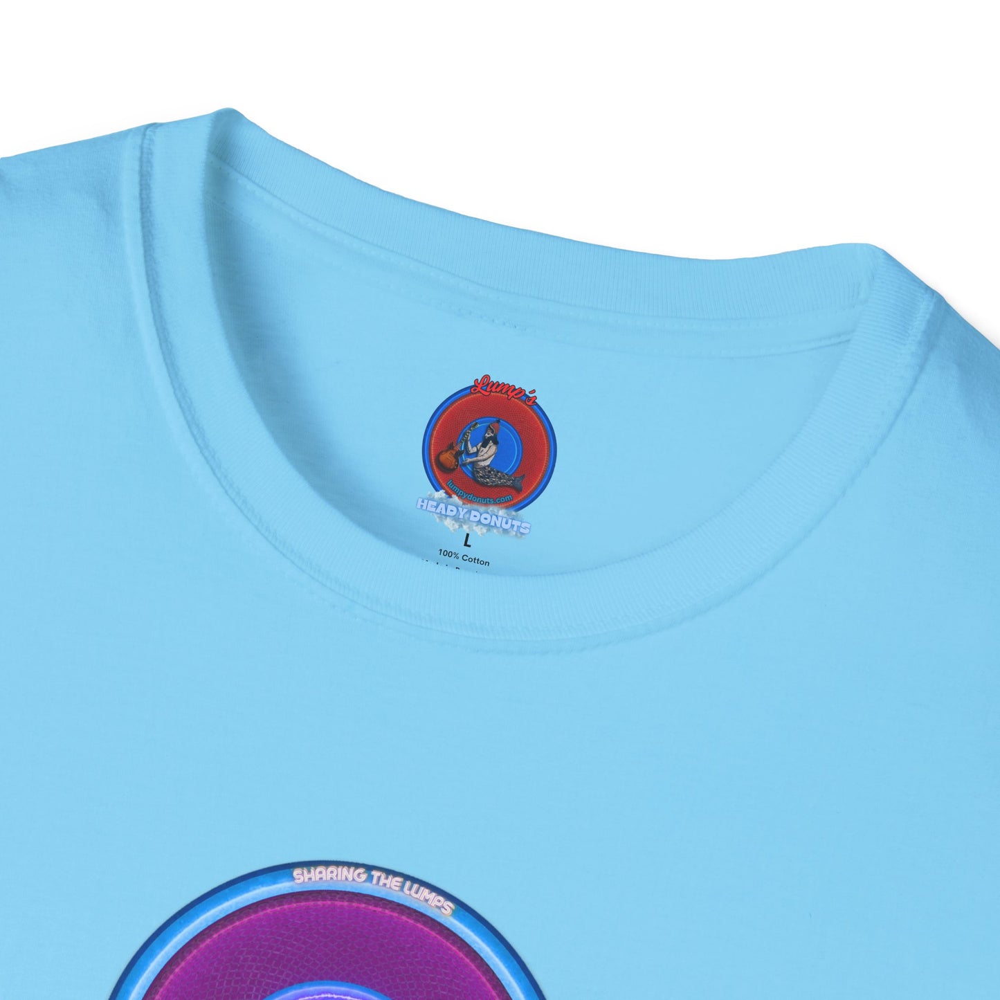 Classic Donut Tee - Unisex Soft-Style - "Lumpy Collective Donut" - rustic purple/light blue lumpy donut - variant 2