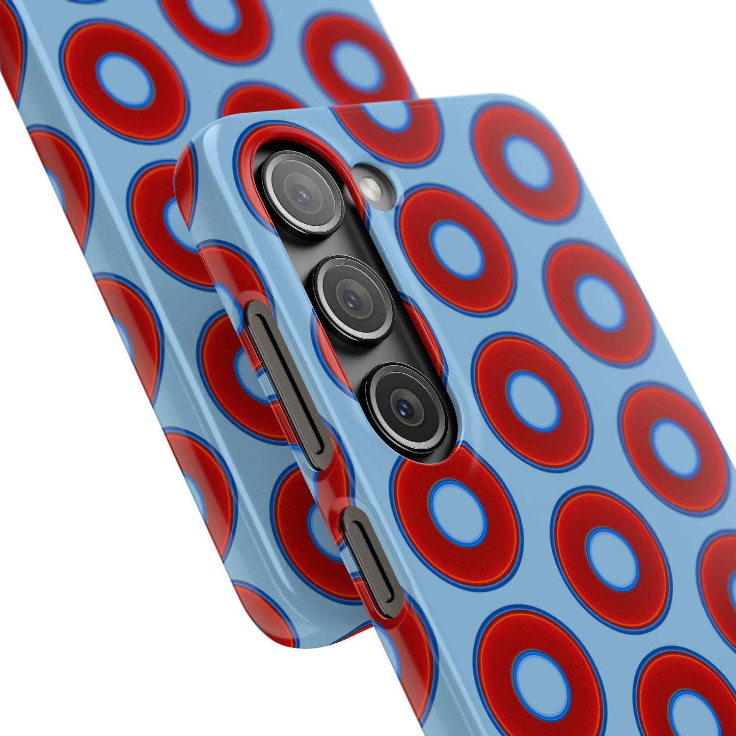 Lumpy Donut Snap Case - red vivid donut print w/sky blue background
