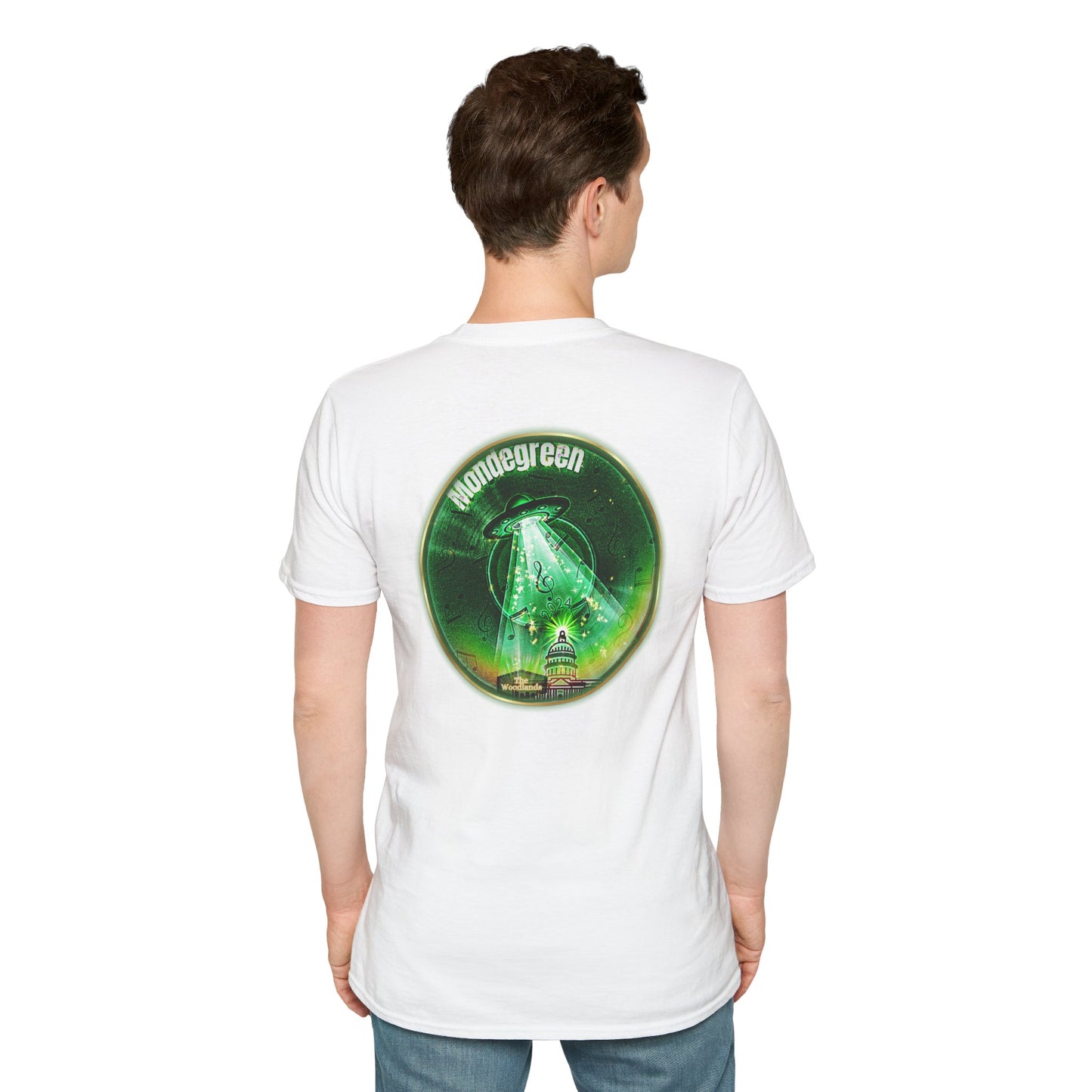 Classic Donut Tee - Unisex Soft-Style - "Close Encounters of the Delaware kind - Mondegreen Donut"  " variant 2 - green donut