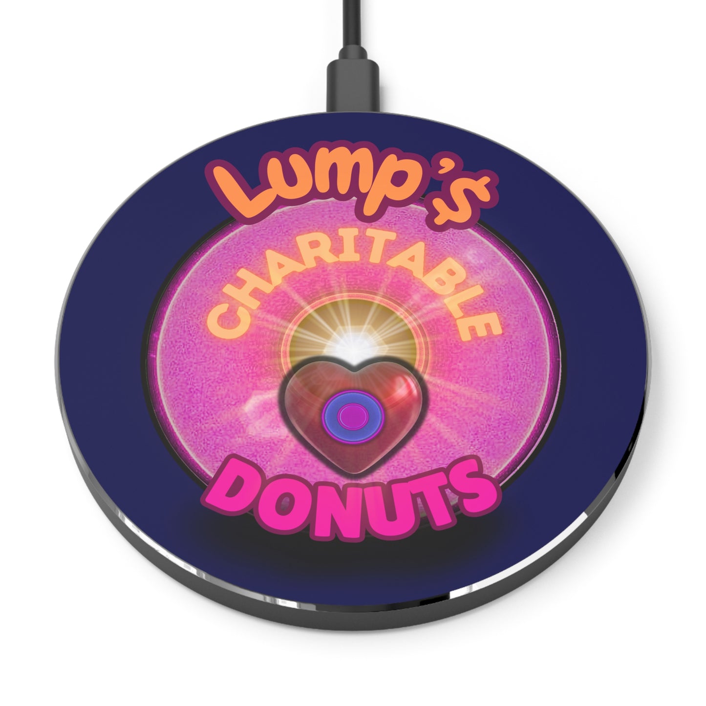 The Flow - Wireless Lumpy Donut Chargers - "Lump's Official Charitable Donut" - vivid magenta donut - [*charitable donut]