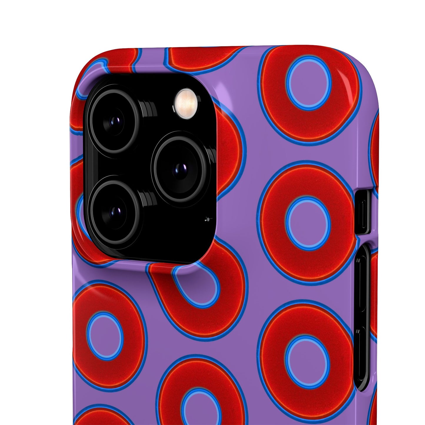 Lumpy Donut Snap Case - red vivid donut print w/light purple background