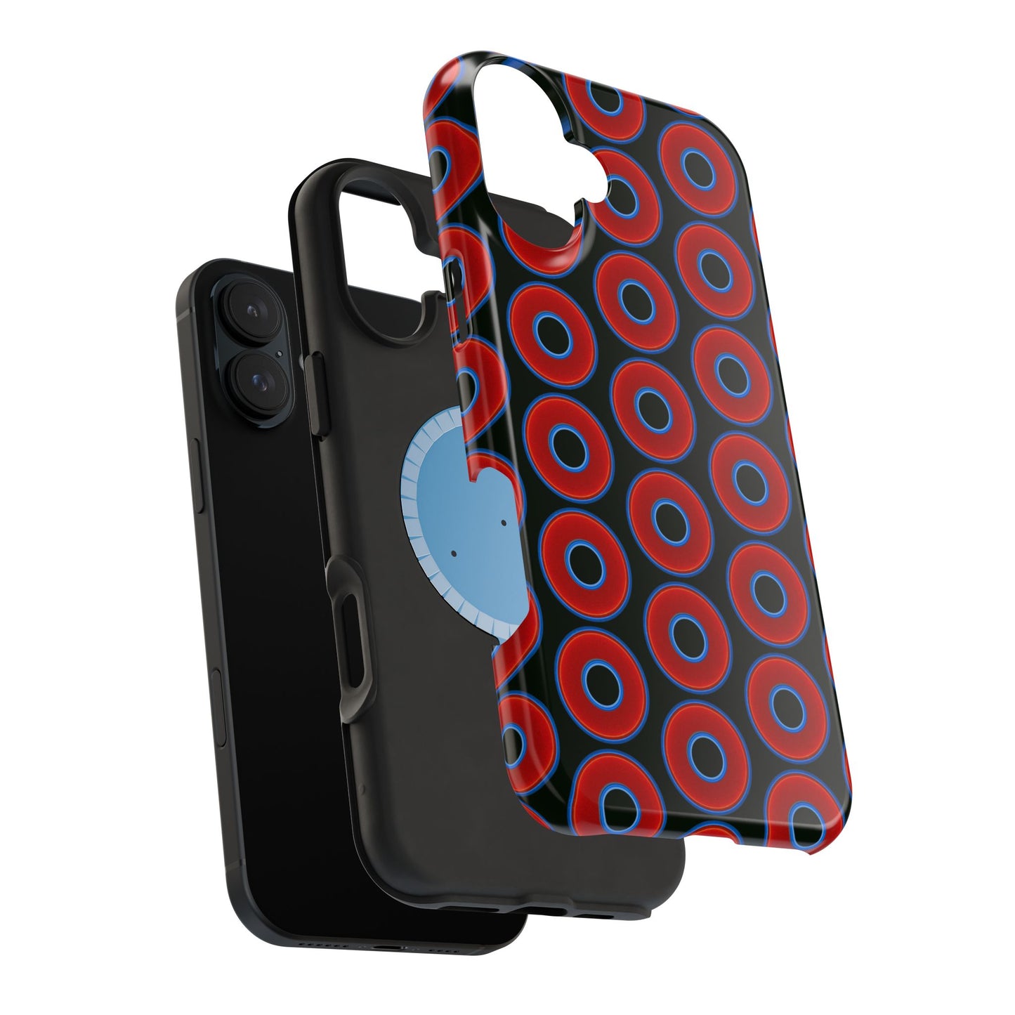 Magnetic Tough Donut Case - red vivid donut print w/midnight green background