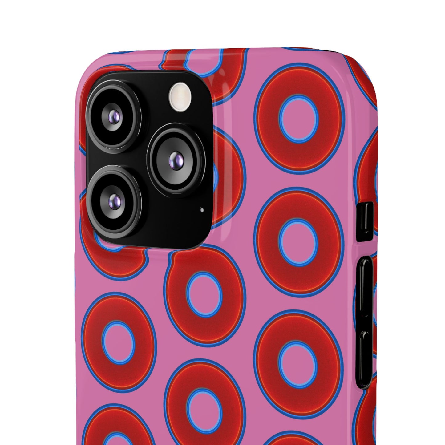 Lumpy Donut Snap Case - red vivid donut print w/light pink background