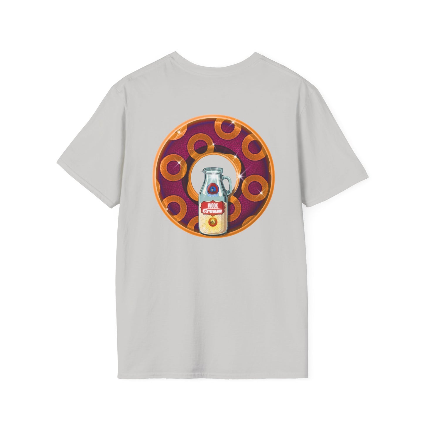 Classic Donut Tee - Unisex Soft-Style - "Princely Wooked Cream - YEMSG Donut " - burgundy/orange rustic paradox donut - variant 1