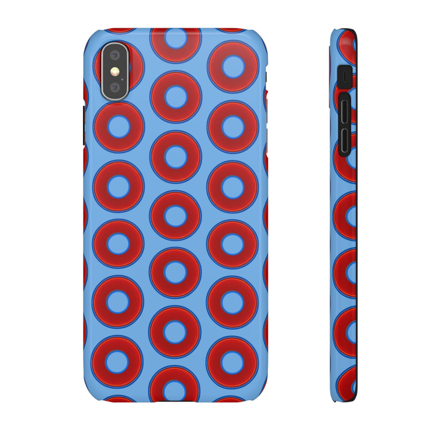 Lumpy Donut Snap Case - red vivid donut print w/light blue background