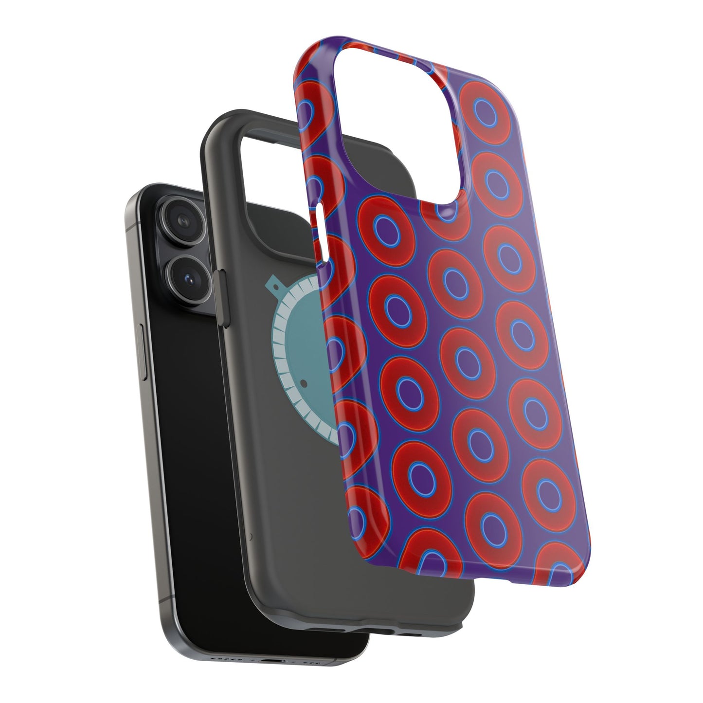 Magnetic Tough Donut Case - red vivid donut print w/purple background