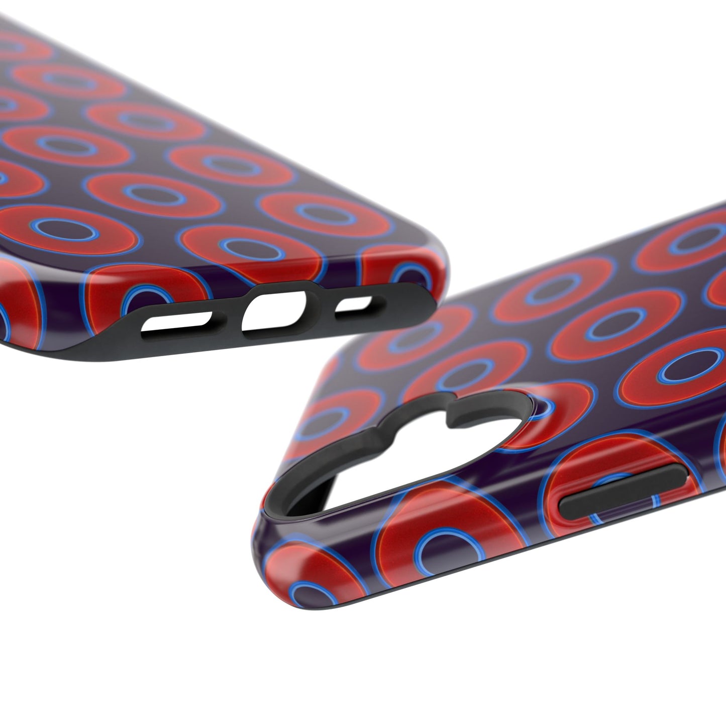 Impact-Resistant Lumpy Donut Case - red vivid donut print w/midnight purple background