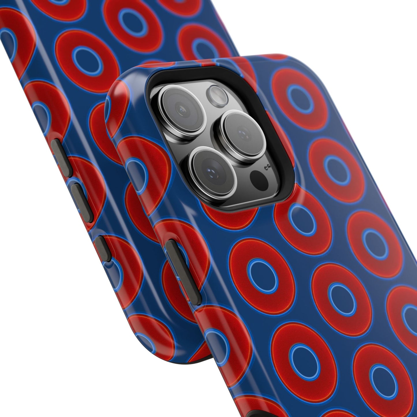 Magnetic Tough Donut Case - red vivid donut print w/Atlantic navy blue background