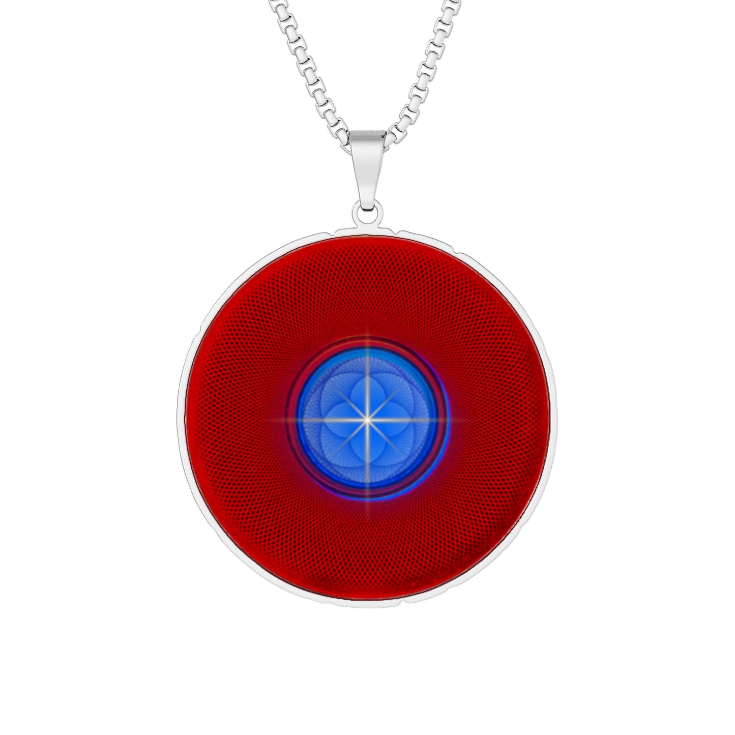 Lump's Heady Donut Necklace - 1" x 1" Stainless Steel Pendant - "Symmetrical Donut" - red phatty donut