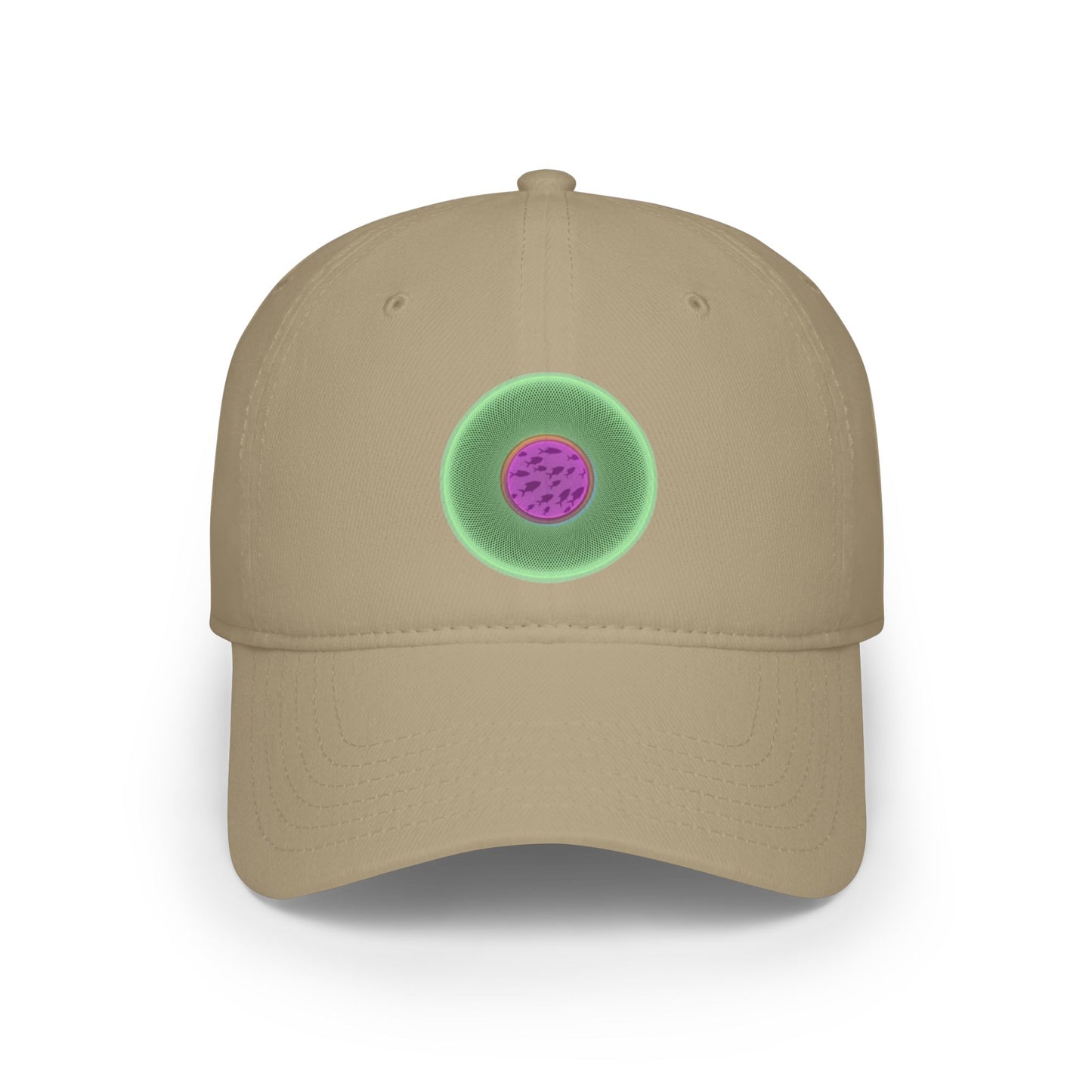 Lumpy Donut Baseball Cap - "Swimming by this Donut Cap" - variant 3 - light green/magenta phatty donut w/