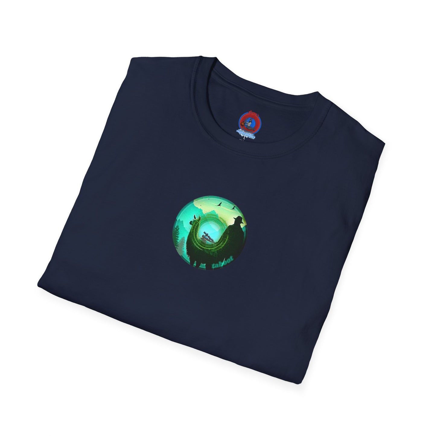 Lumpy Coffee Traders Tee - Unisex Soft-Style - "Taboo, taboot!" - paradoxical logo donut - variant 2 - taboo, taboot front/logo back