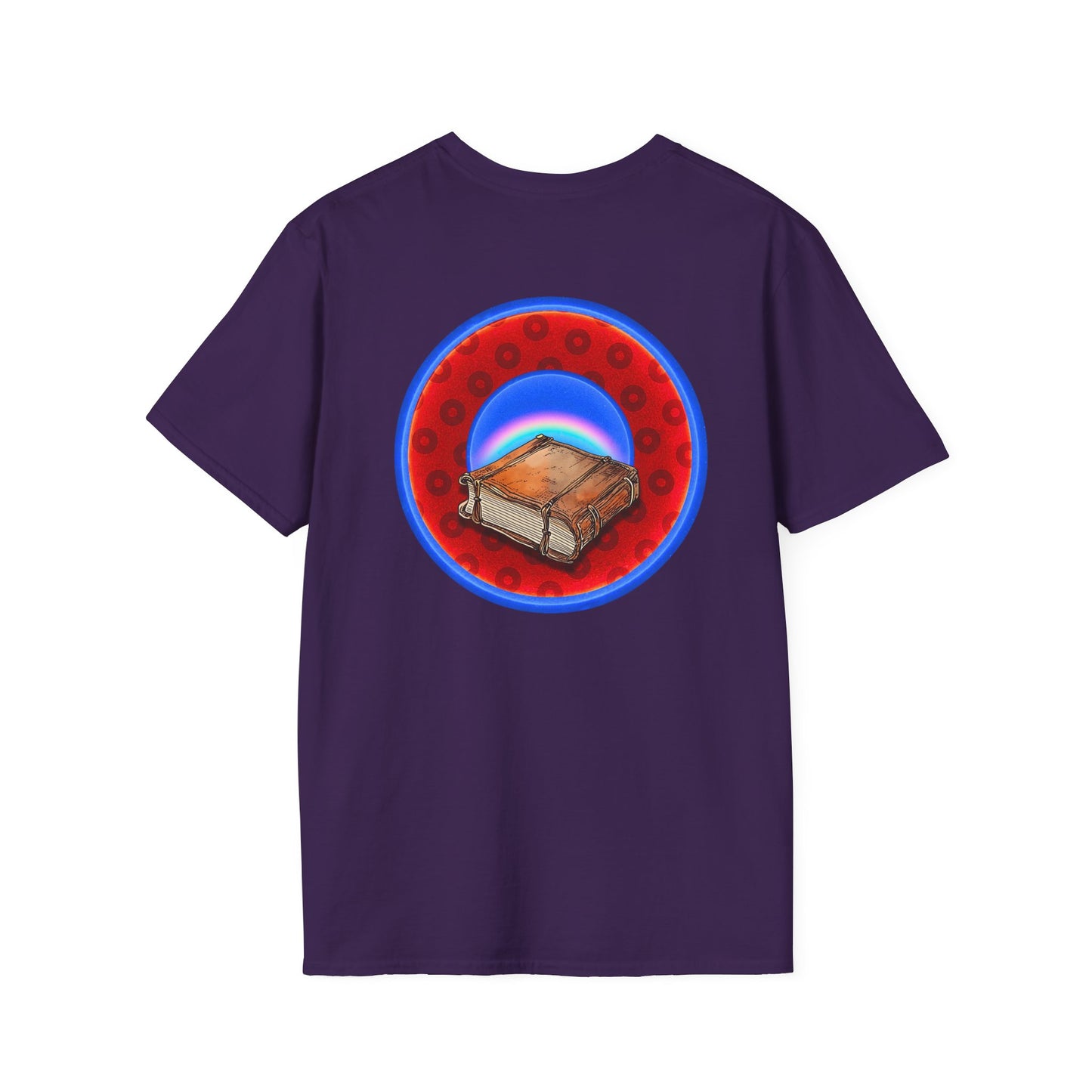 Classic Donut Tee - Unisex Soft-Style - "Read the F'ing Donut Book" - paradoxical widemouthed red/blue donut - variant 2