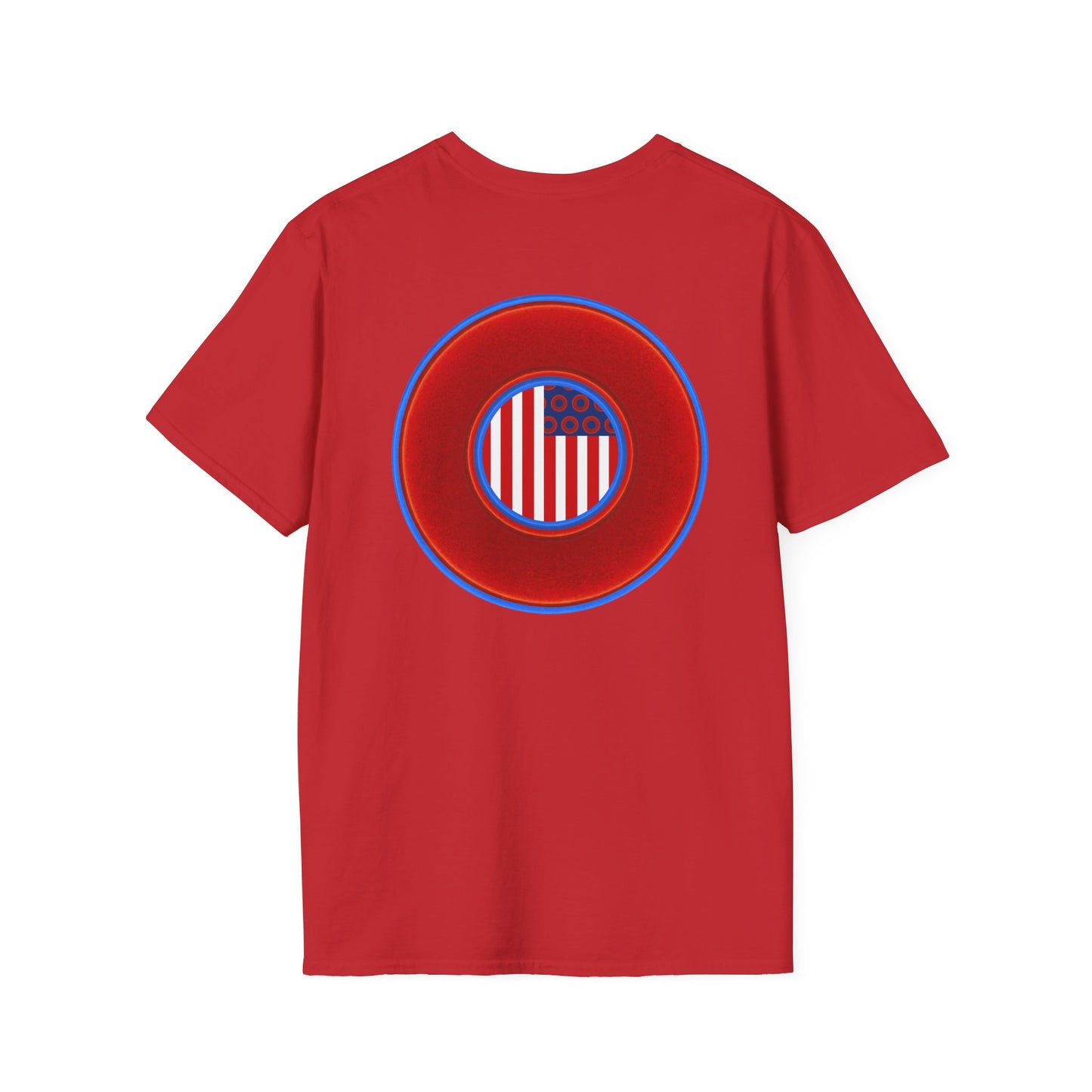 Classic Donut Tee - Unisex Soft-Style - "One Indivisible Donut" - vivid red phreedom donut - variant 1