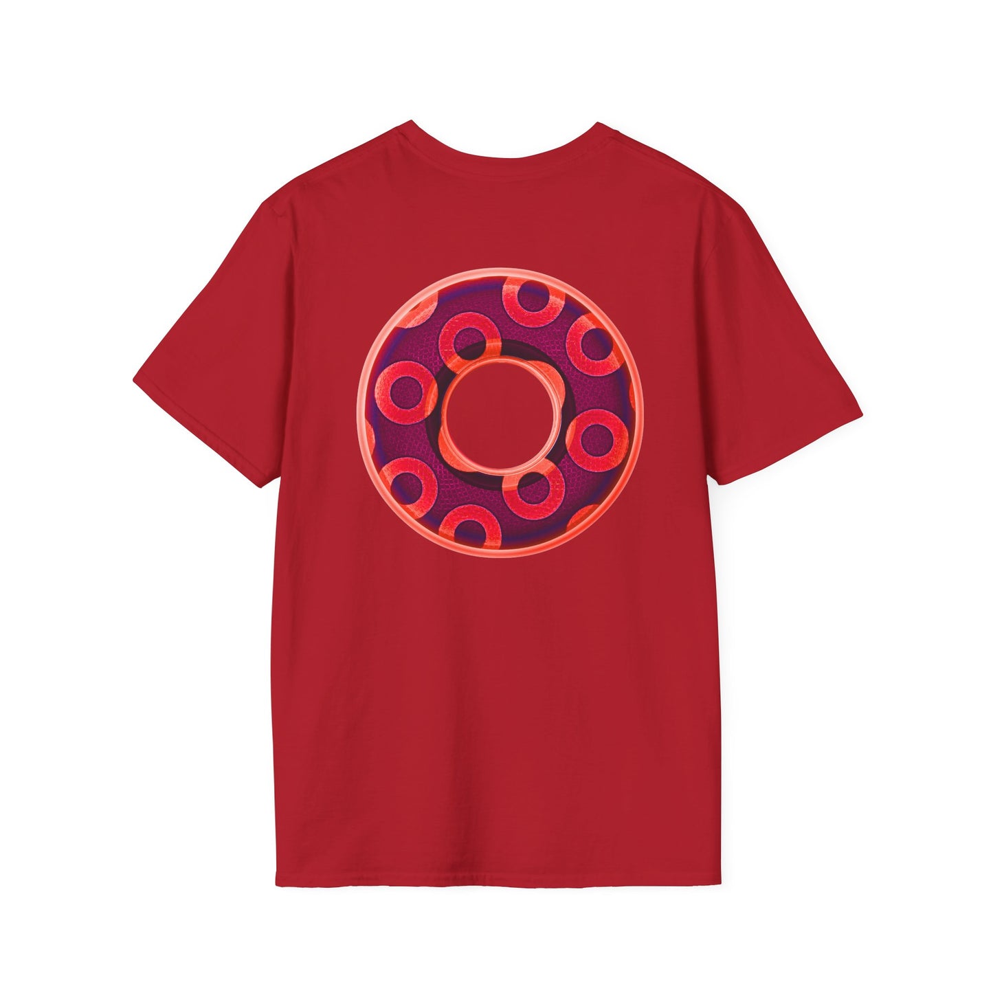 Plain Donuts/Unisex Soft-Style - "Plain Rustic Paradoxical Donuts" - bright red/burgundy donuts