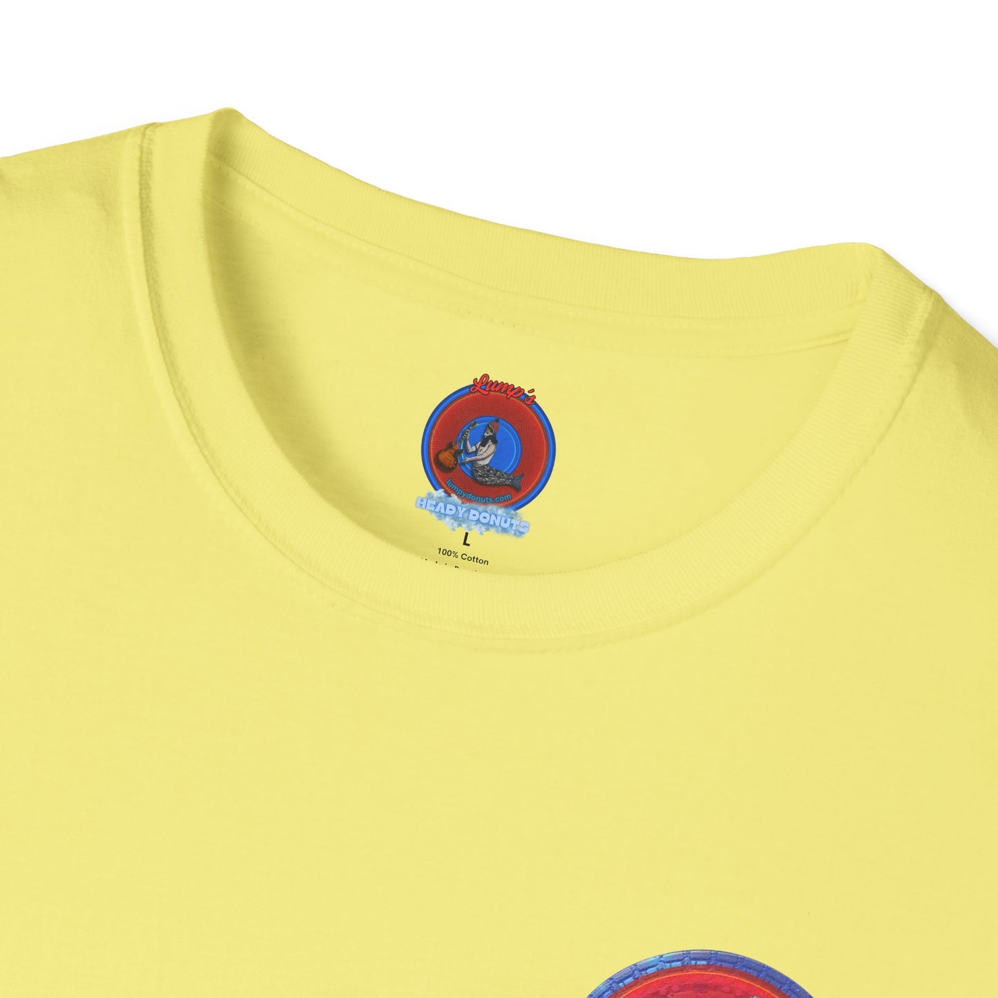 Classic Donut Tee - Unisex Soft-Style - "Tube Donuts" - series 1.0 - red donut/lighter blue bordering