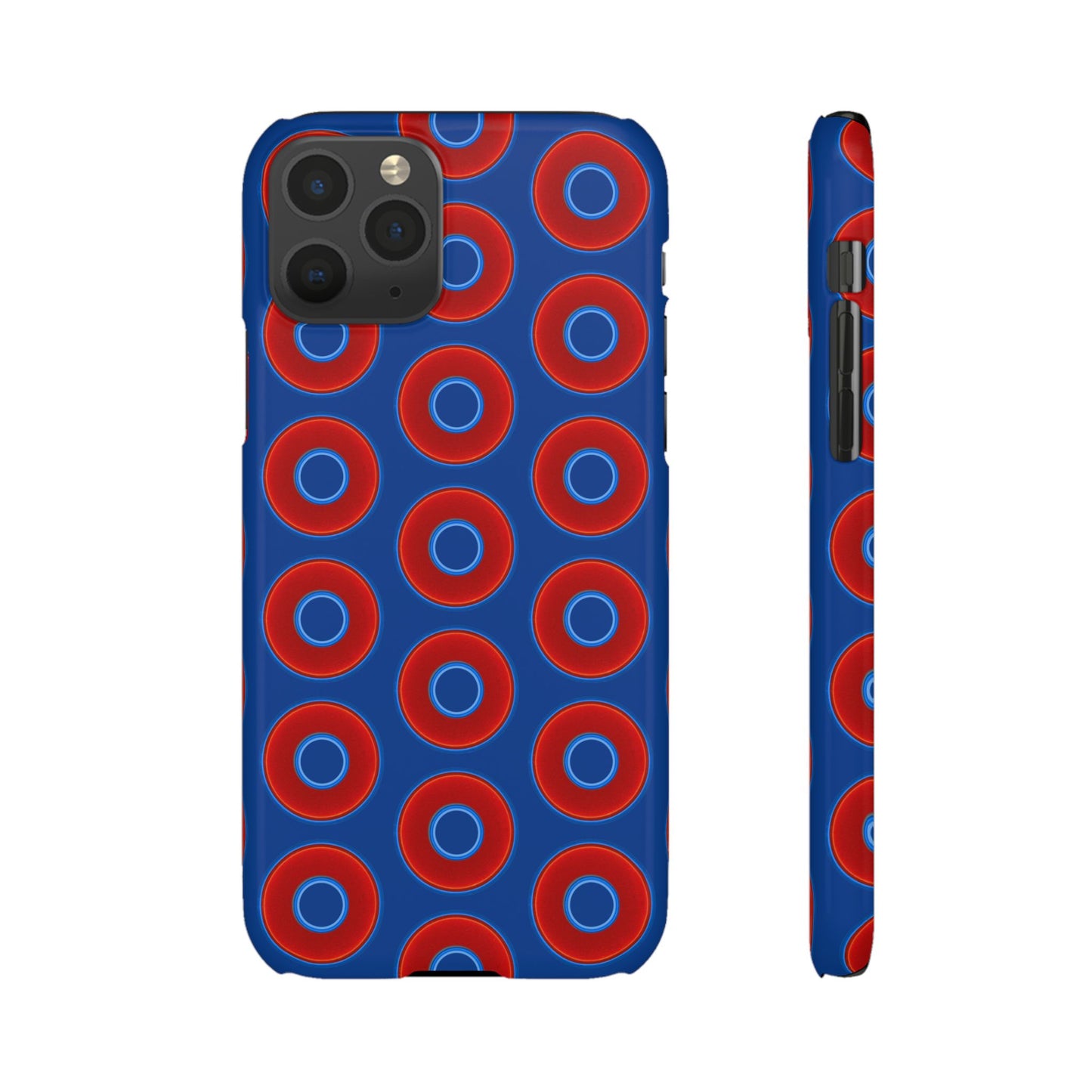 Lumpy Donut Snap Case - red vivid donut print w/dark blue background