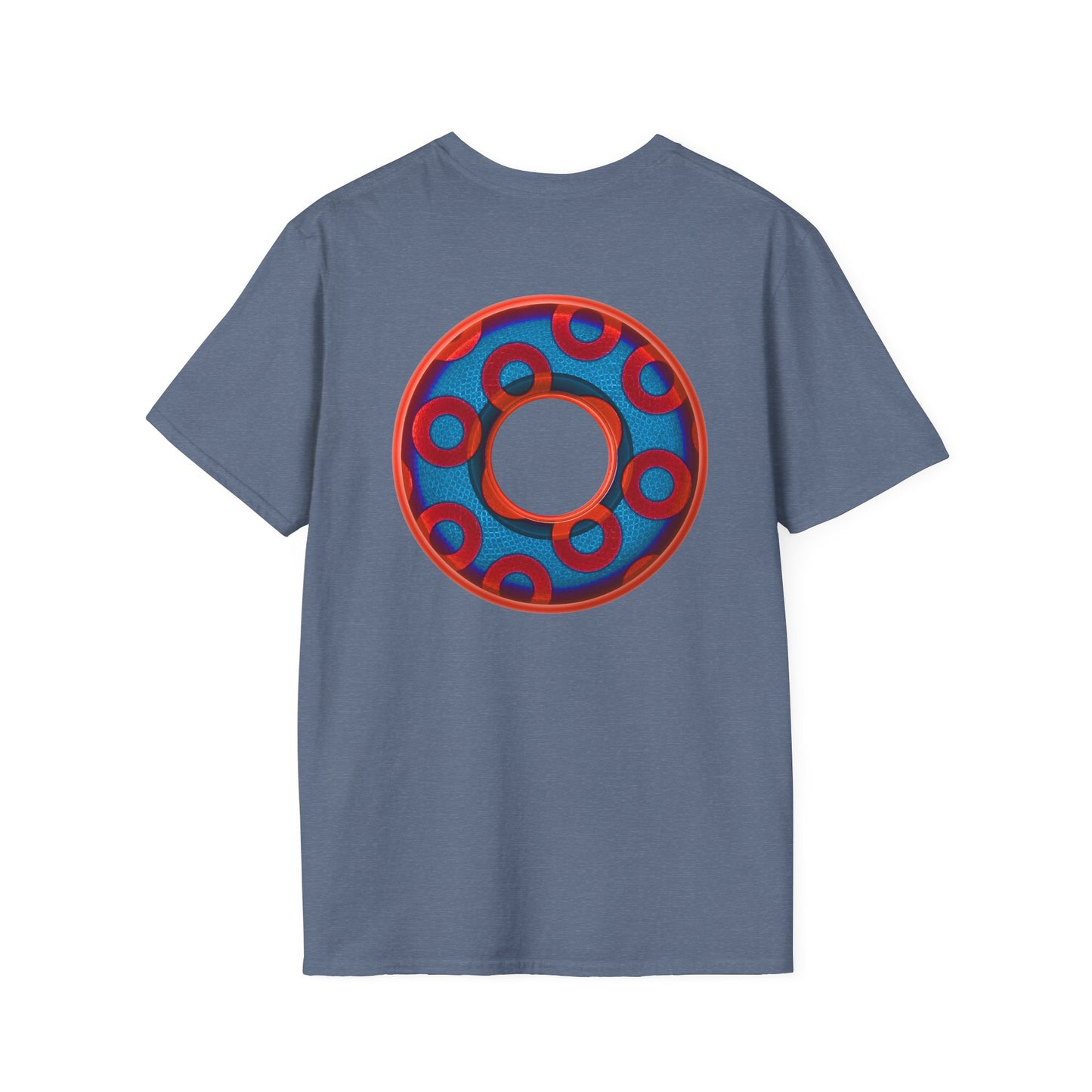 Plain Donuts/Unisex Soft-Style - "Plain Rustic Paradoxical Donuts" - red/light royal blue donuts