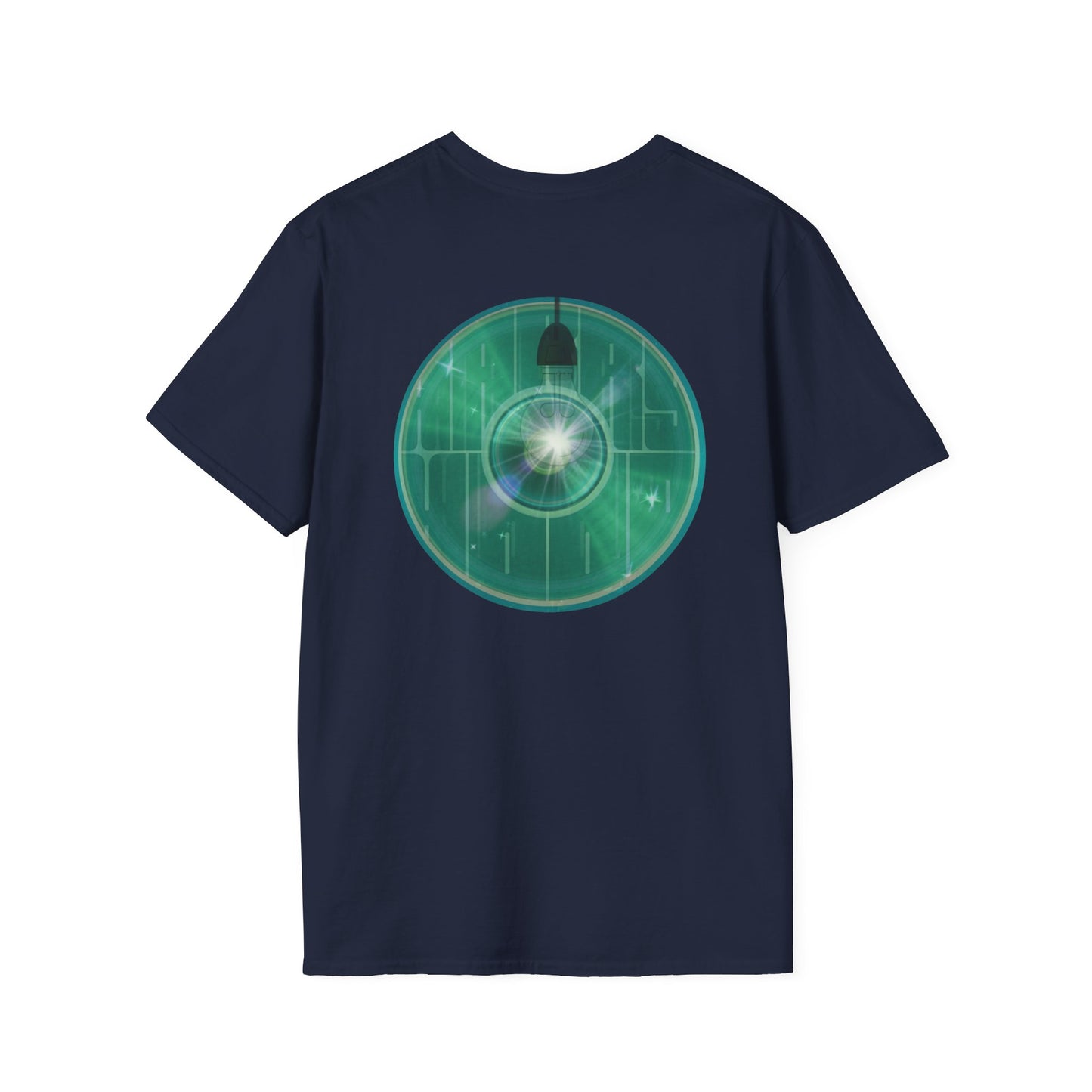 Classic Donut Tee - Unisex Soft-Style - "Harry's Hoodlum Donut" - series 1.0  - variant 4 - lights on/green donut(s)