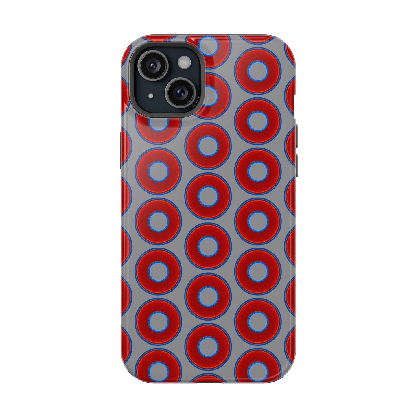 Magnetic Tough Donut Case - red vivid donut print w/gray background