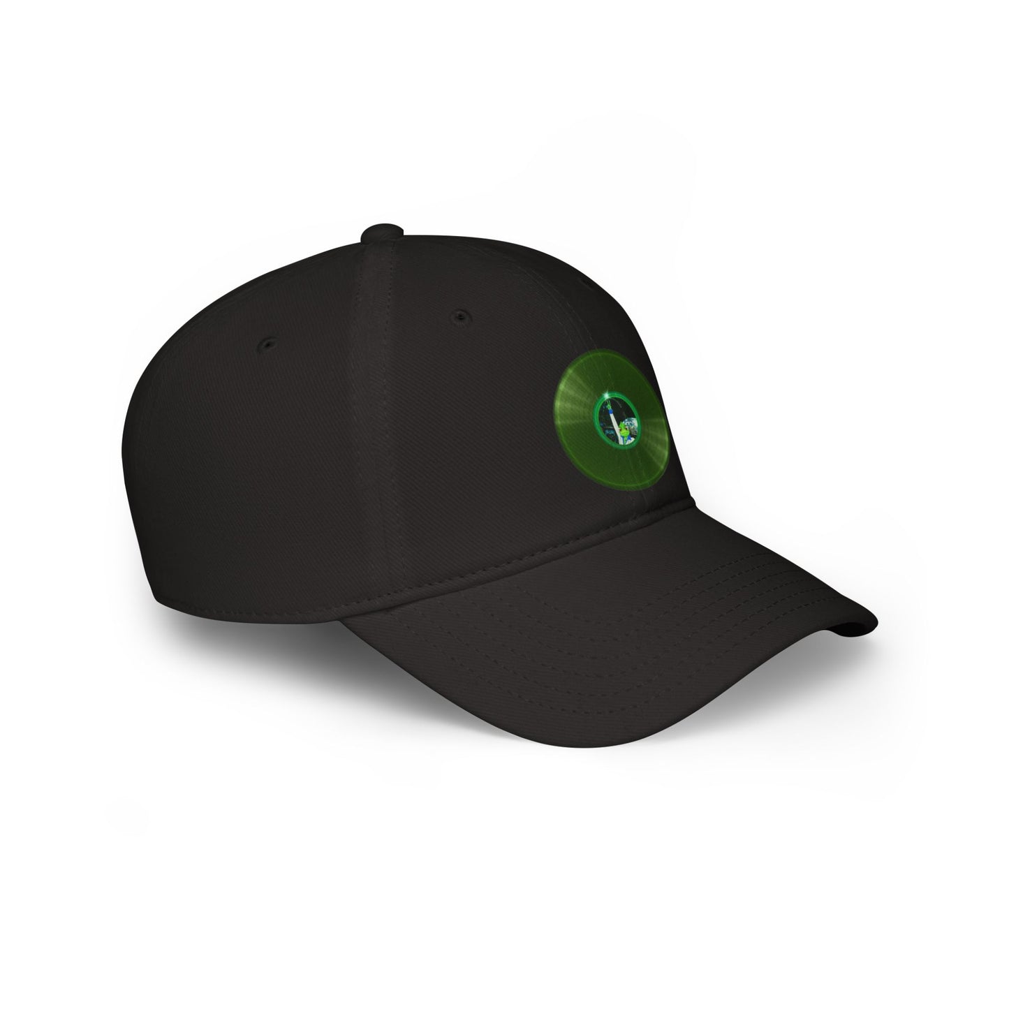 Lumpy Donut Baseball Cap - "Rutherford's Staying Alive Donut Cap" - variant 2 vivid green record donut w/