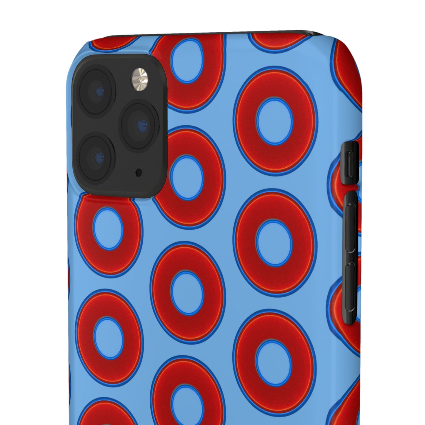 Lumpy Donut Snap Case - red vivid donut print w/light blue background