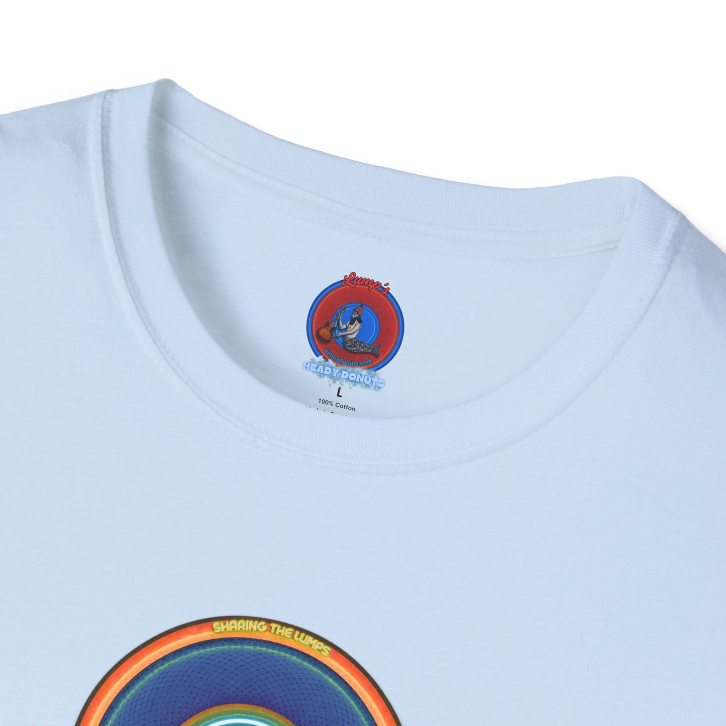 Classic Donut Tee - Unisex Soft-Style - "Lumpy Collective Donut" - blue/orange lumpy donut - variant 4