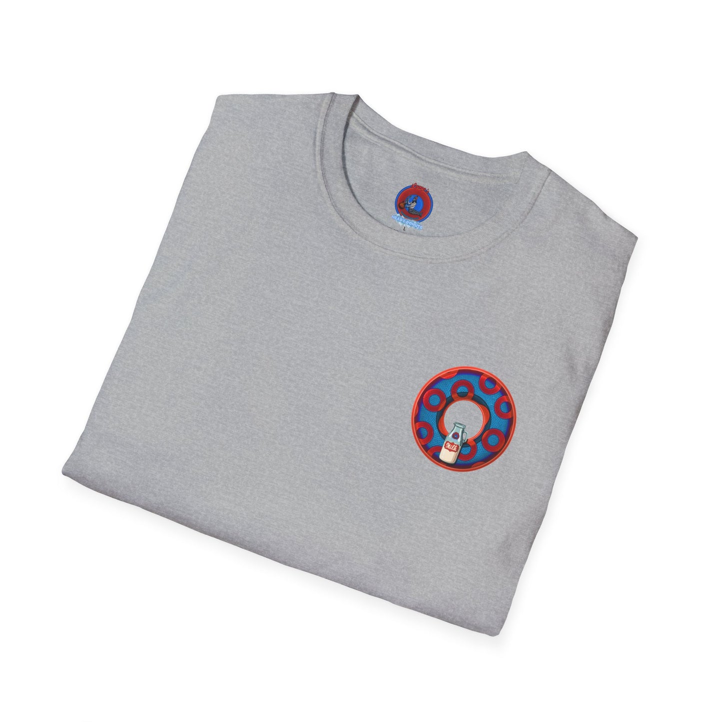 Classic Donut Tee - Unisex Soft-Style - "Wooked Cream - YEMSG Donut " - blue/red rustic paradox donut - variant 1